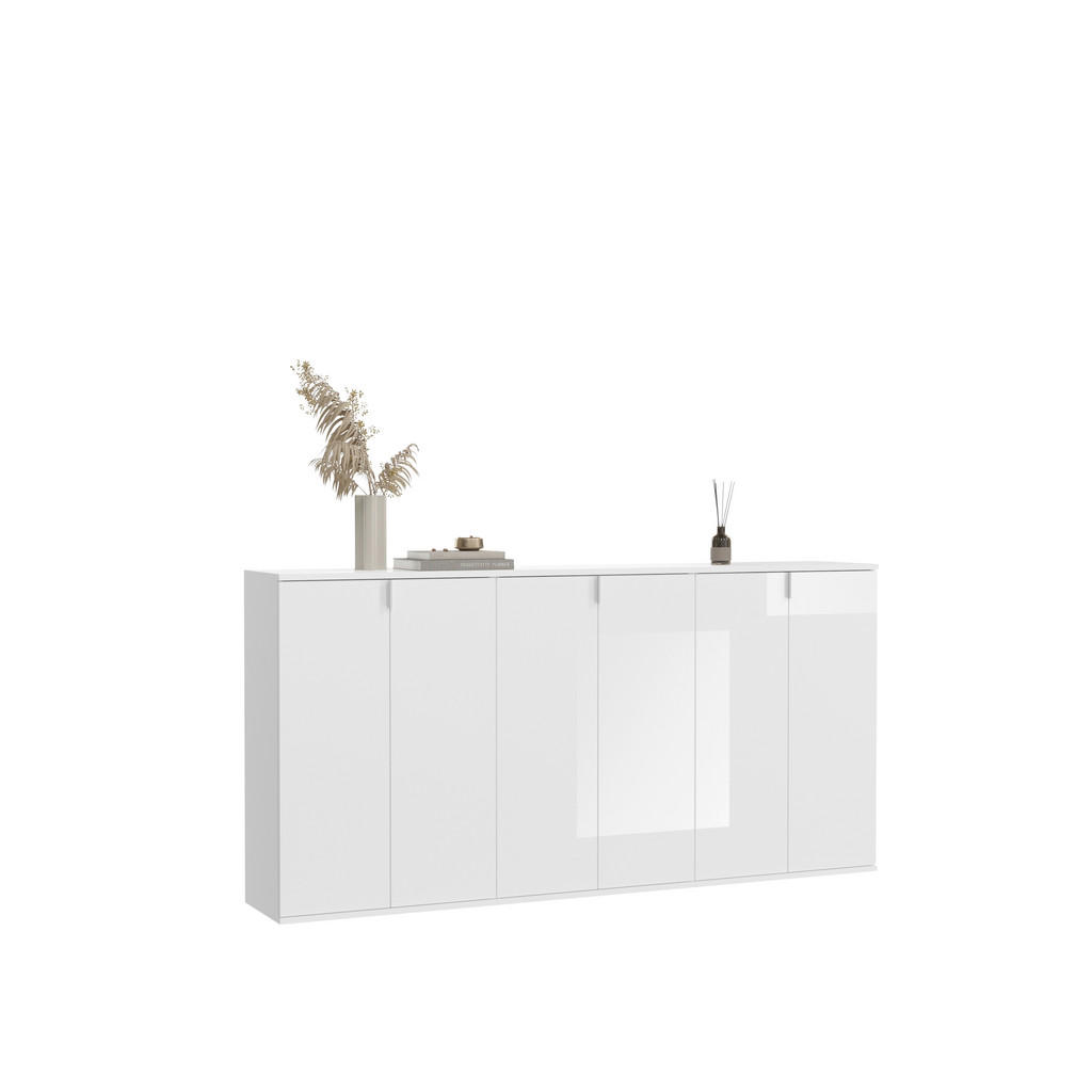 MID.YOU ŠIROKÁ KOMODA, biela s vysokým leskom, 183/99/34 cm.