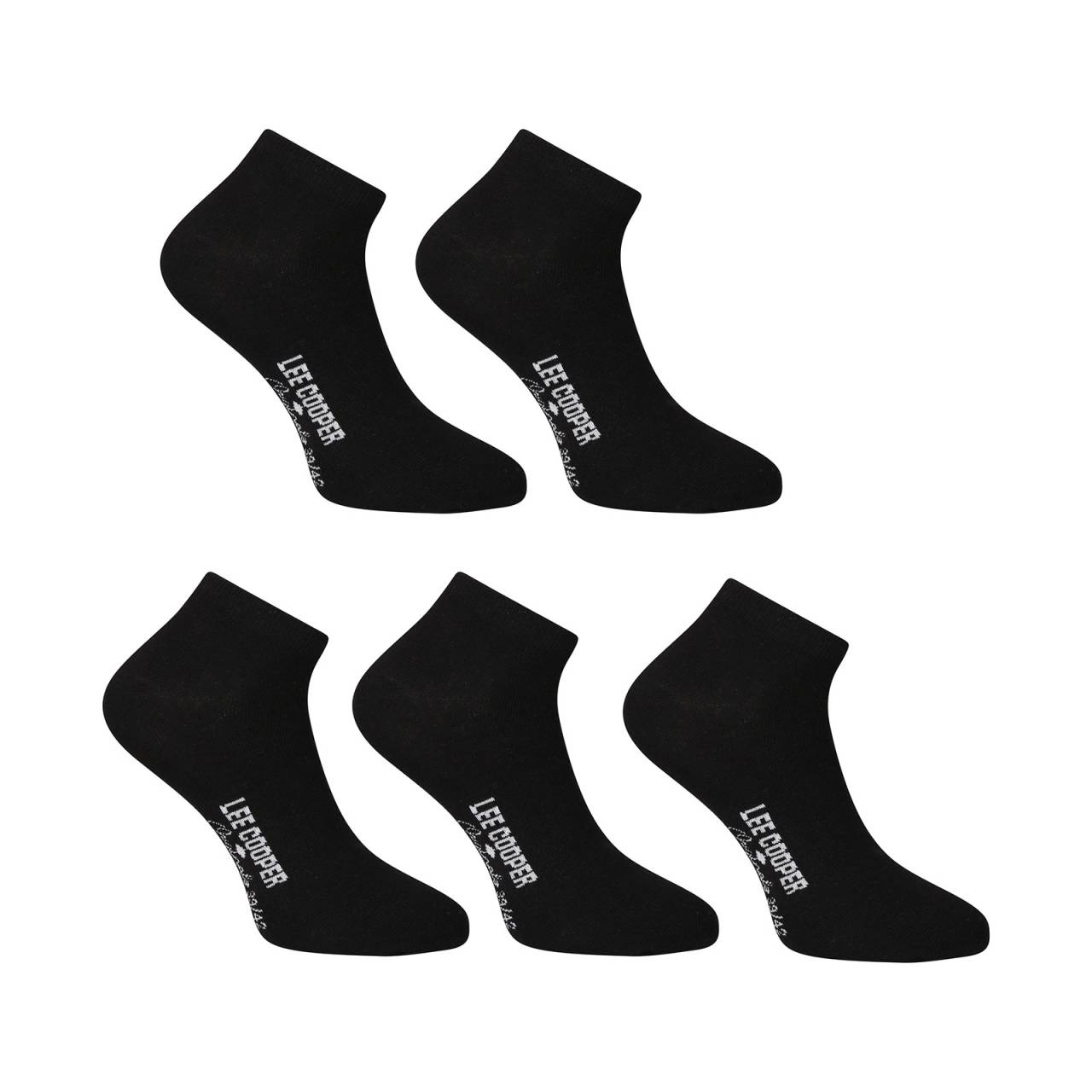5PACK ponožky Lee Cooper nízke čierné (PO41030) L.
Doprajte si britskú kvalitu a štýl s nízkymi členkovými ponožkami Lee Cooper.
Pohodlné materiály na každodenné nosenie
Ponožky Lee Cooper sú vyrobené zo zmesi kvalitných materiálov, ktoré zaručujú pohodlie a odolnosť.
Minimalistický dizajn sa hodí ku každému oblečeniu
Ponožky Lee Cooper majú štýlový a jednoduchý dizajn, ktorý je vhodný na akúkoľvek činnosť.
Prečo si vybrať ponožky Lee Cooper?

Pohodlie a kvalita: bavlnený materiál je jemný k pokožke a zaručuje celodenné pohodlie.
Štýlový dizajn: elegantný a minimalistický hladký vzhľad vylepší každý outfit.
Univerzálnosť: Ideálne na každodenné nosenie a športové aktivity.

Spodná bielizeň Lee Cooper sa vám hodí v každej situácii
Britská značka Lee Cooper je známa po celom svete a jej portfólio je naozaj široké.
Ako sa starať o svoje nové obľúbené ponožky
Aby vám ponožky Lee Cooper vydržali čo najdlhšie, odporúčame dodržiavať tieto pokyny:

Pranie: Perte v práčke pri maximálnej teplote 30 °C.
Sušička: Sušičku nesušte v bubnovej sušičke, nepoužívajte bielidlá a vyhnite sa chemickému čisteniu.
Žehlenie: ponožky sa nemusia žehliť.

Tip: Staňte sa expertom na údržbu spodnej bielizne vďaka tipom v našom článku a doprajte svojim obľúbeným kúskom starostlivosť, akú si zaslúžia.