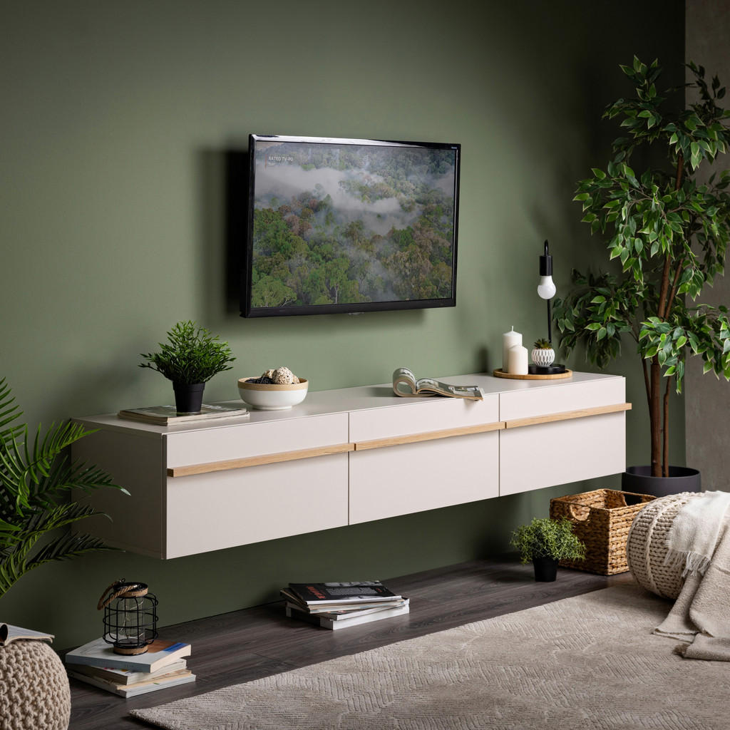 Xora NÍZKA KOMODA, kašmírová, dub artisan, 192/32/41,5 cm.