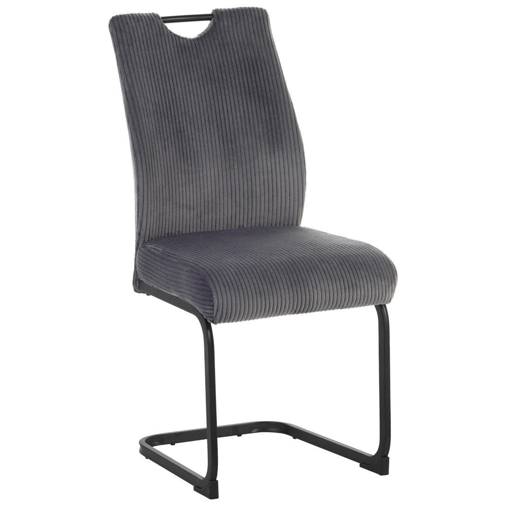 home24 STOLIČKA S PRUŽNÝM PODNOŽÍM, kord, antracitová.