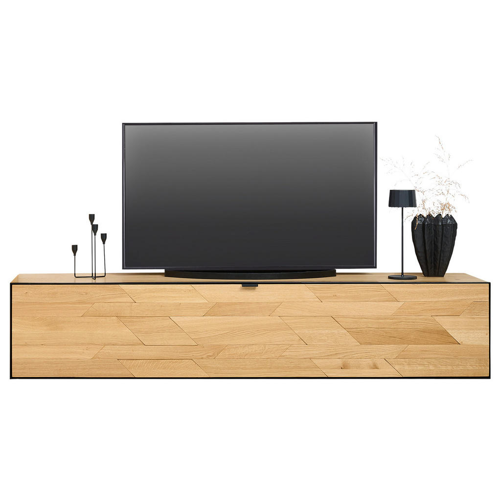 Linea Natura NÍZKA KOMODA, divoký dub, čierna, divoký dub, 180/35,2/42 cm.