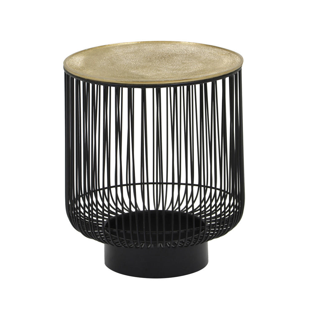 PRÍRUČNÝ STOLÍK, čierna, zlatá.