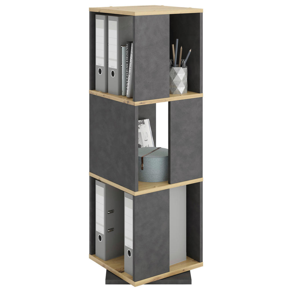 MID.YOU REGÁL, tmavosivá, dub artisan, 34/108/34 cm.