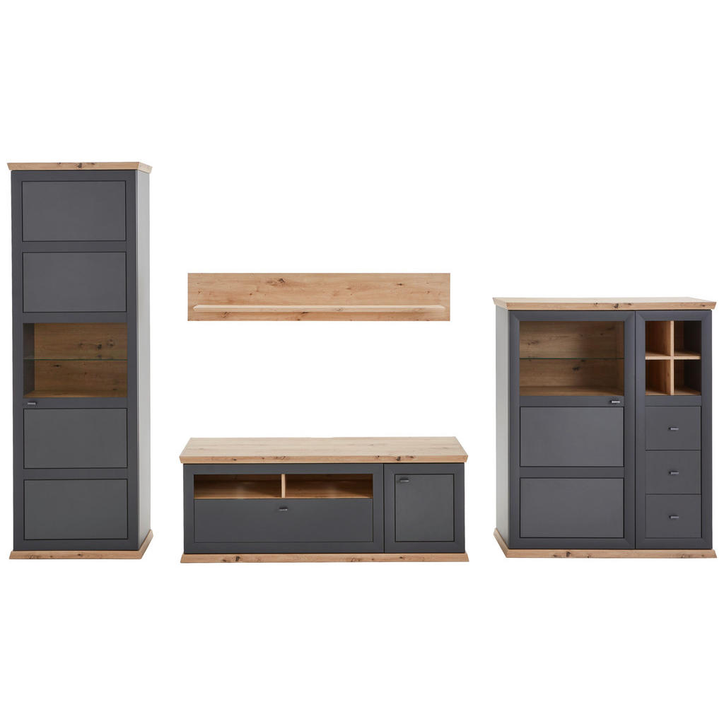 Hom`in VIACDIELNA OBÝVACIA STENA, antracitová, farba duba.