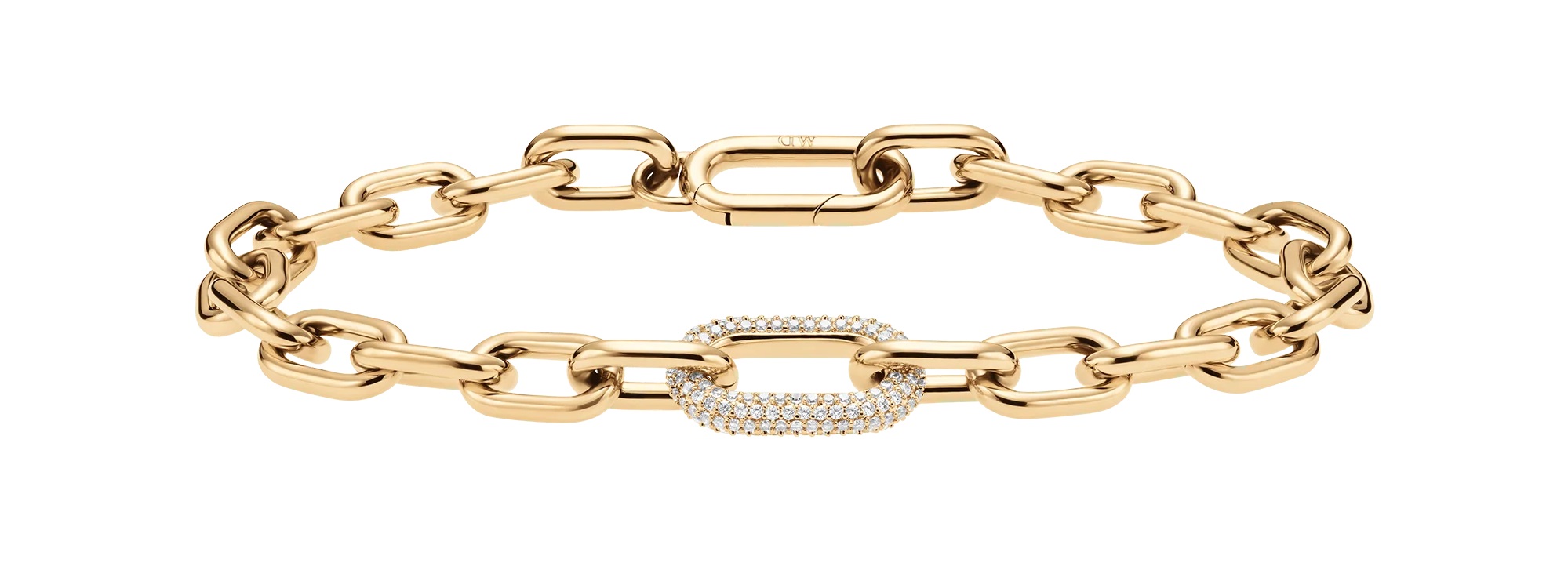 Daniel Wellington Luxusný pozlátený náramok s kryštálmi Crystal Link DW00400572 15,5 cm.