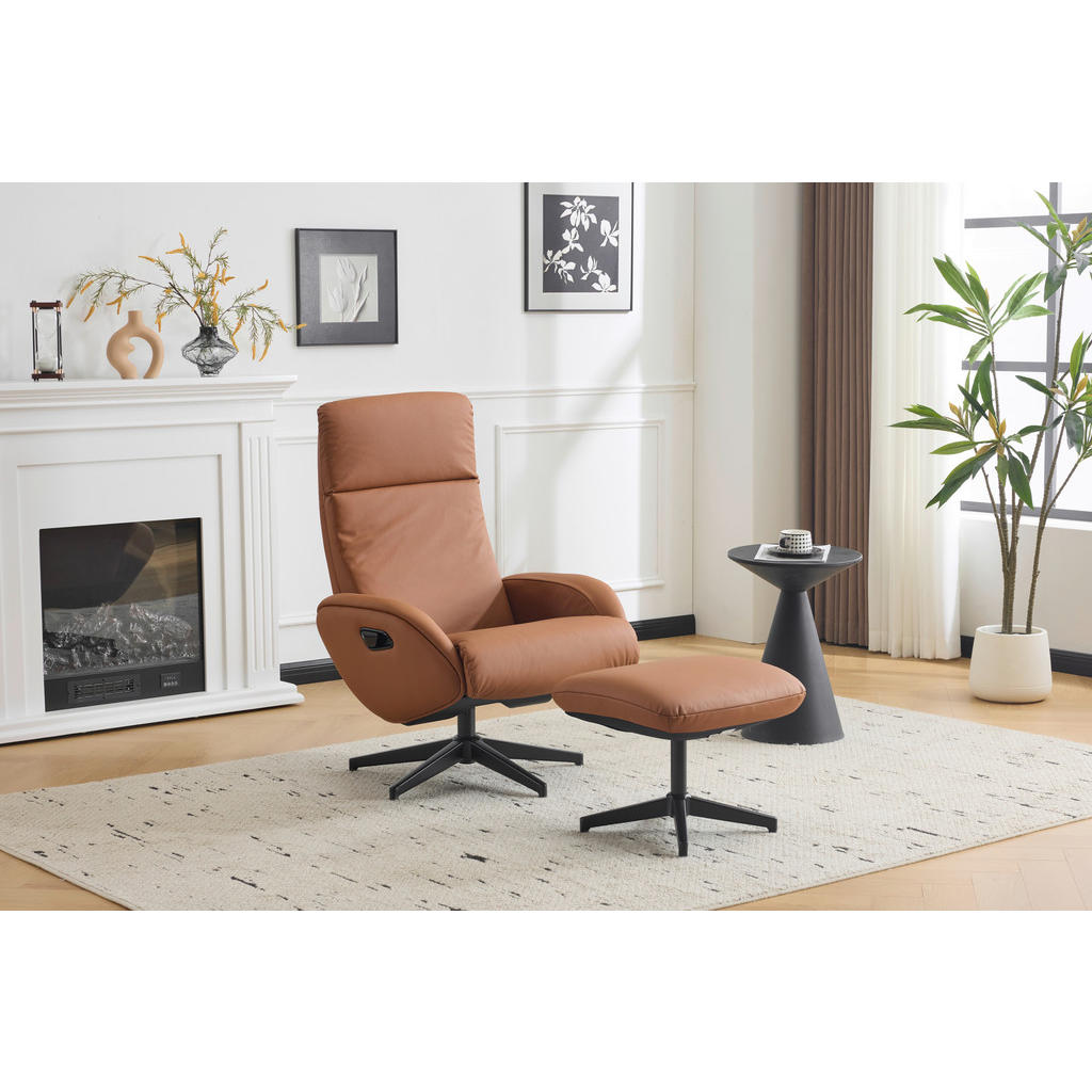 Livetastic RELAXAČNÉ KRESLO S PODNOŽKOU, textil, koža, hnedá.