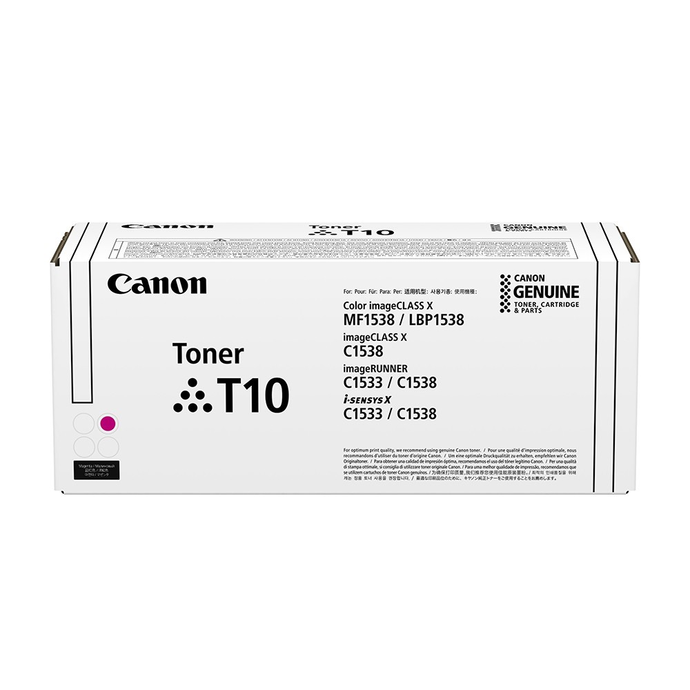 Canon T10 4564C001 purpurový (magenta) originálny toner.
Originálny toner = záruka priamo od výrobcu tlačiarne
100 % použitie v tlačiarni - bezproblémové fungovanie s vašou tlačiarňou
Použitím originálnej náplne predlžujete životnosť tlačiarne
Osvedčená špičková kvalita - vysoko kvalitná a spoľahlivá tlač originálnou tlačovou kazetou od prvej do poslednej stránky
Trvalé a profesionálne výsledky tlače - dlhodobá udržateľnosť tlače
Kratšia prodleva pri tlači stránok
Garancia Vašej spokojnosti s použitím našej originálnej náplne
Zabezpečujeme bezplatnú recykláciu originálnych náplní
Zlyhanie náplne v menej ako 1% prípadov
Jednoduchá a rýchla výmena náplne

Kód výrobcu: 4564C001
