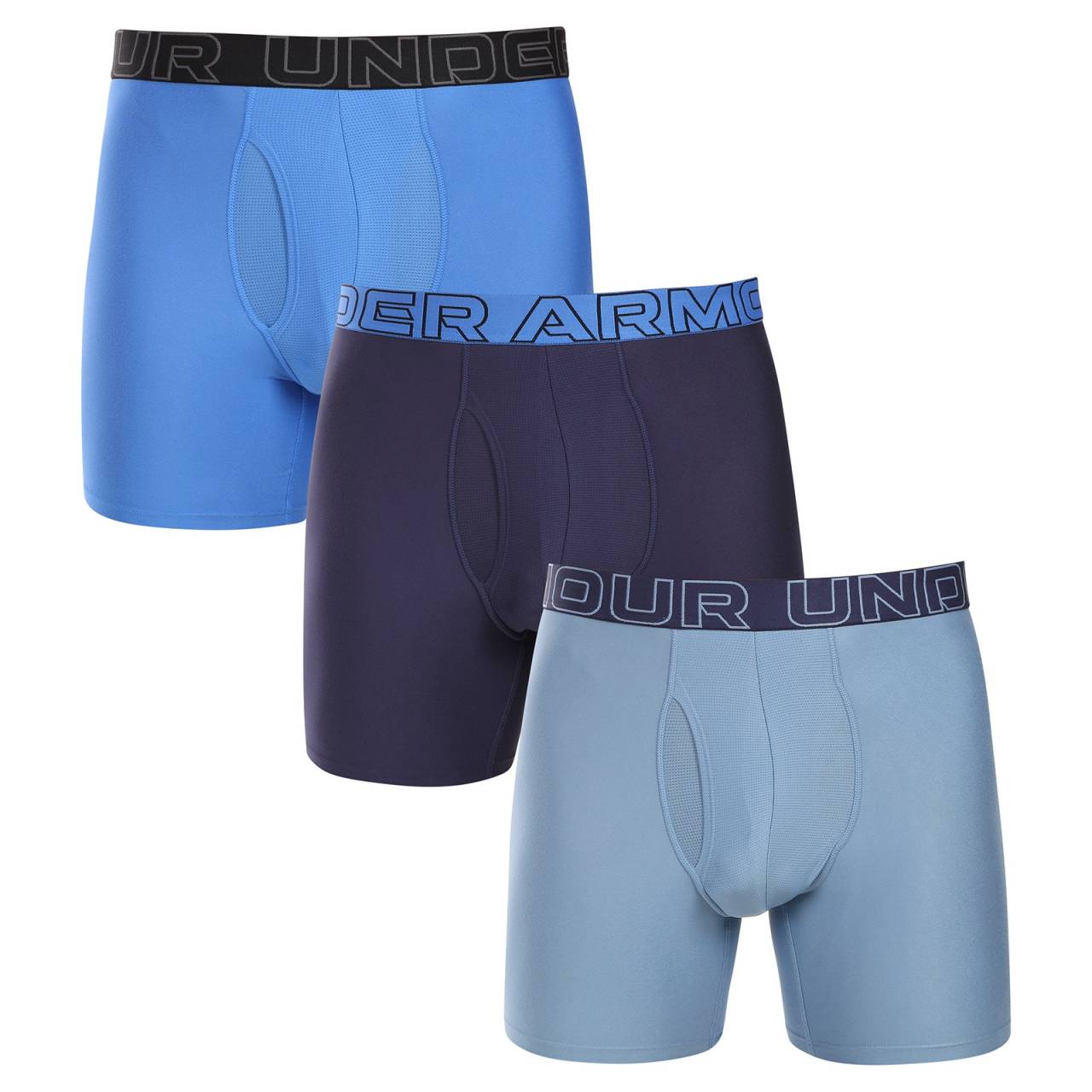 3PACK pánske boxerky Under Armour viacfarebné (1383878 418) L, trenky.
Ak hľadáte spodnú bielizeň, ktorá vám poskytne skvelú oporu pri športe aj každodennom nosení, potom sú boxerky Under Armour tou správnou voľbou!
Prvotriedna zmes materiálov pre maximálne pohodlie
Boxerky Under Armour sú vyrobené zo zmesi bavlny a umelých vlákien, čo im dodáva priedušnosť, pružnosť a príjemný pocit na pokožke.
Tkaná guma a dlhšie nohavice pre väčšie pohodlie a ochranu
Pružný elastický pás s logom Under Armour drží boxerky bezpečne na svojom mieste bez toho, aby tlačili alebo zaborili.
Prečo si vybrať boxerky Under Armour?

Skvelá kombinácia materiálov: Funkčné materiály zaisťujú maximálne pohodlie.
Dlhšie nohavice: Skvelá podpora a pohodlie počas celého dňa.
Ideálne na šport a bežné nosenie: Funkčný dizajn, priedušné materiály a dokonalý strih.

Spodná bielizeň Under Armour pre aktívny životný štýl
Značku Under Armour založil bývalý hráč amerického futbalu Kevin Plank, ktorý bol nespokojný so svojím športovým oblečením, ktoré sa ľahko potilo a rozhodne nevonia.
Ako sa starať o boxerky Under Armour?
Aby ste mali istotu, že vaše boxerky zostanú dlho v skvelom stave, odporúčame dodržiavať tieto pokyny.

Pranie: Odporúčame prať pri teplote 30 °C, aby sa zachovala elasticita a farba.
Sušenie: Neodporúčame, sušte na vzduchu, aby ste zabránili poškodeniu vlákien.
Žehlenie: Nežehlite, materiál je prirodzene odolný voči pokrčeniu.

Tip: Športová bielizeň si zaslúži šetrné zaobchádzanie.