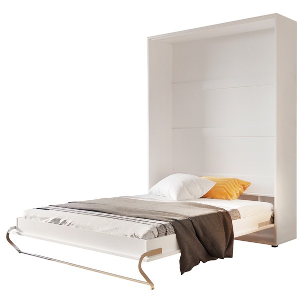 Sconto Sklápacia posteľ CONCEPT PRO CP-01 biela vysoký lesk, 140x200 cm, vertikálna.