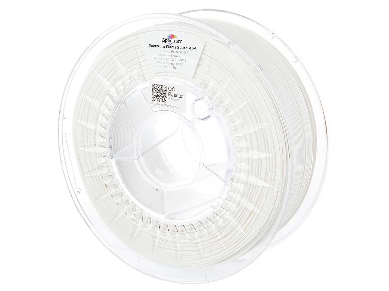 Spectrum 81444 filament, FlameGuard ASA 275, 1kg, 1.75mm, POLAR WHITE.