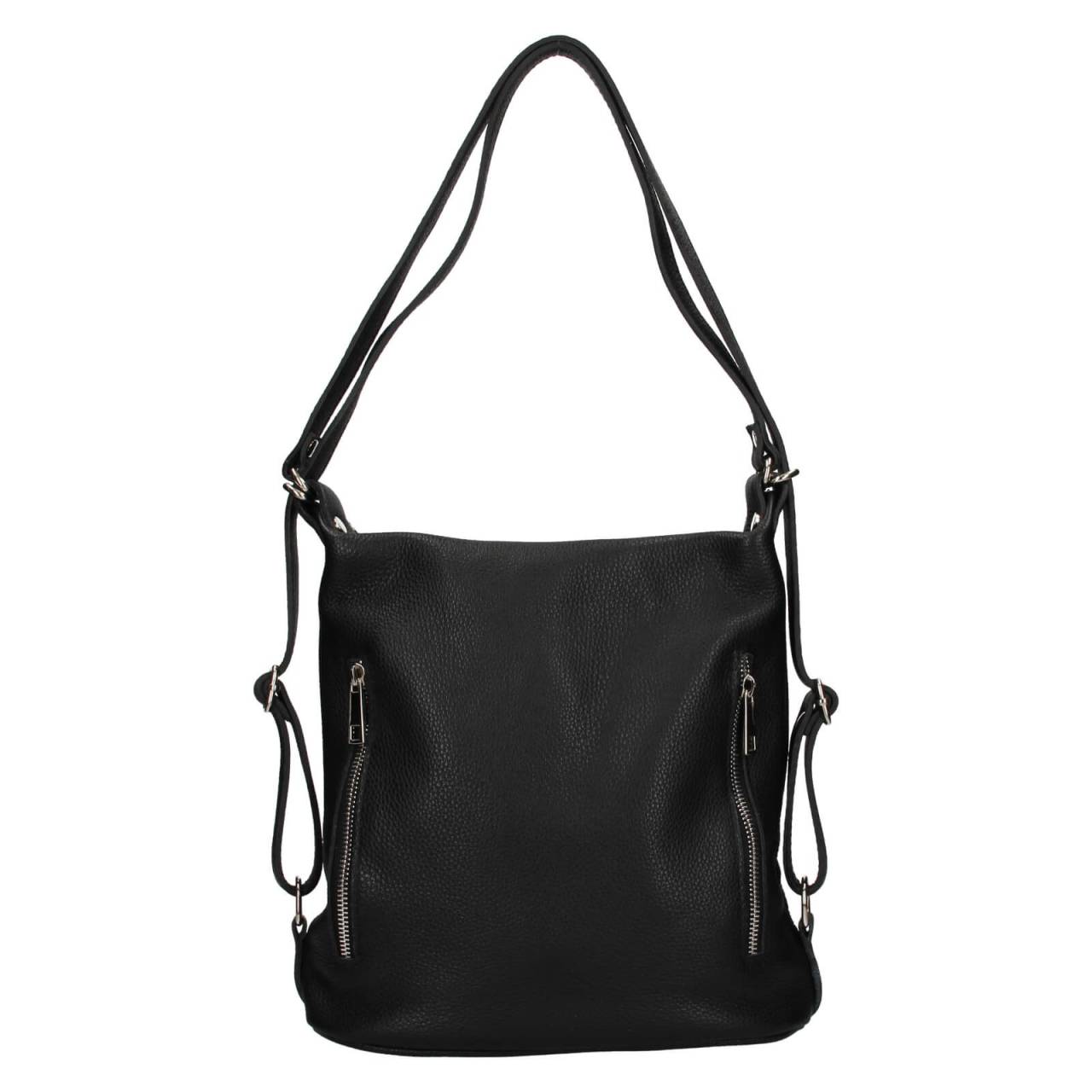 Dámska kožená batôžko kabelka Italia Maura - čierna.