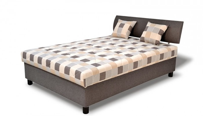 Čalúnená posteľ George 140x200, hnedá, vrátane matracov a úp.