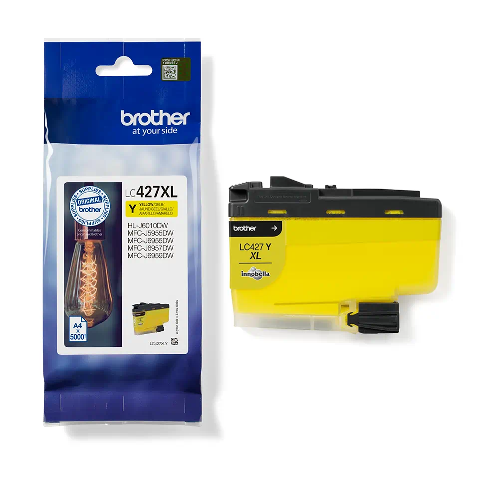 Brother LC-427XLY žltá (yellow) originálna cartridge.
Originálna cartridge = záruka priamo od výrobcu tlačiarne
100 % použitie v tlačiarni - spoľahlivá a bezproblémová tlač
Použitím originálnej náplne predlžujete životnosť tlačiarne
Overená špičková kvalita - jasný a čitateľný text, jemná grafika, kvalitnejšie obrázky
Použitie originálnej kazety ponúka rýchly a vysoký výkon a pritom stabilné výsledky = EFEKTÍVNA TLAČ
Jednoduchá inštalácia a údržba
Zabezpečujeme bezplatnú recykláciu originálnych náplní
Garancia Vašej spokojnosti s použitím našej originálnej náplne

Kód výrobcu: LC427XLY
