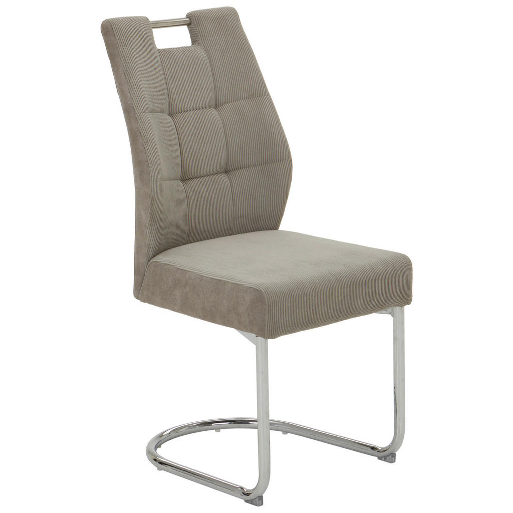 Carryhome STOLIČKA S PRUŽNÝM PODNOŽÍM, mikrovlákno, chrómová, béžová.