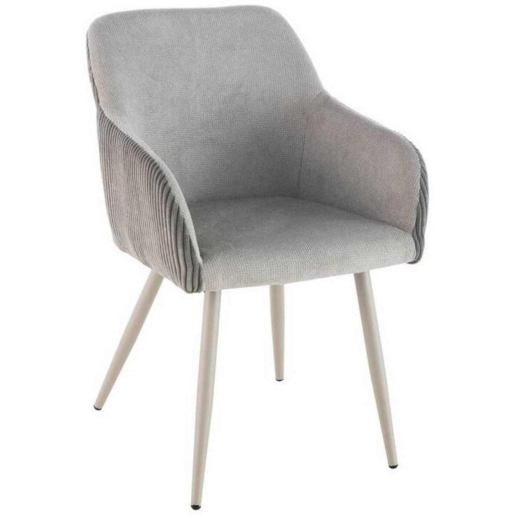 Livetastic STOLIČKA S PODRÚČKAMI, železo, kord, vzhľad ľanu, sivá.