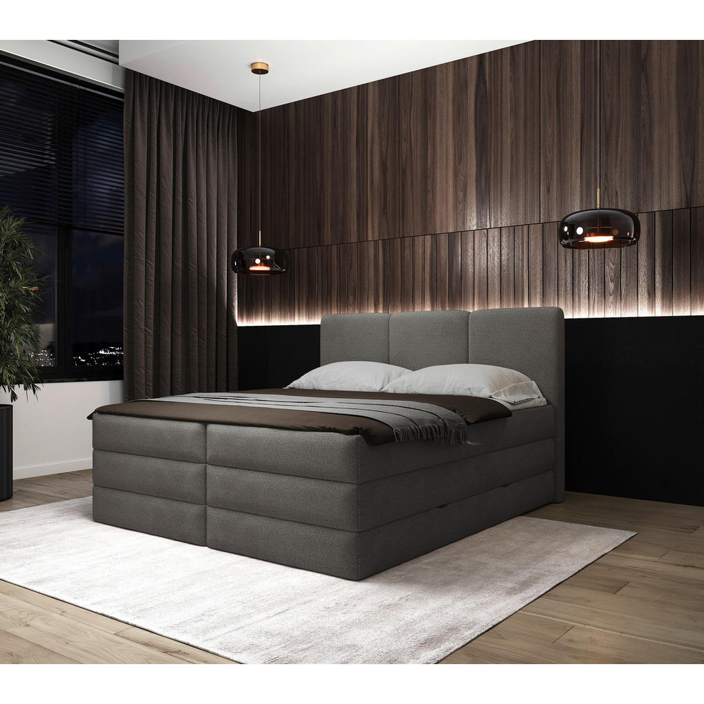 MID.YOU BOXSPRINGOVÁ POSTEĽ, 180/200 cm, antracitová.