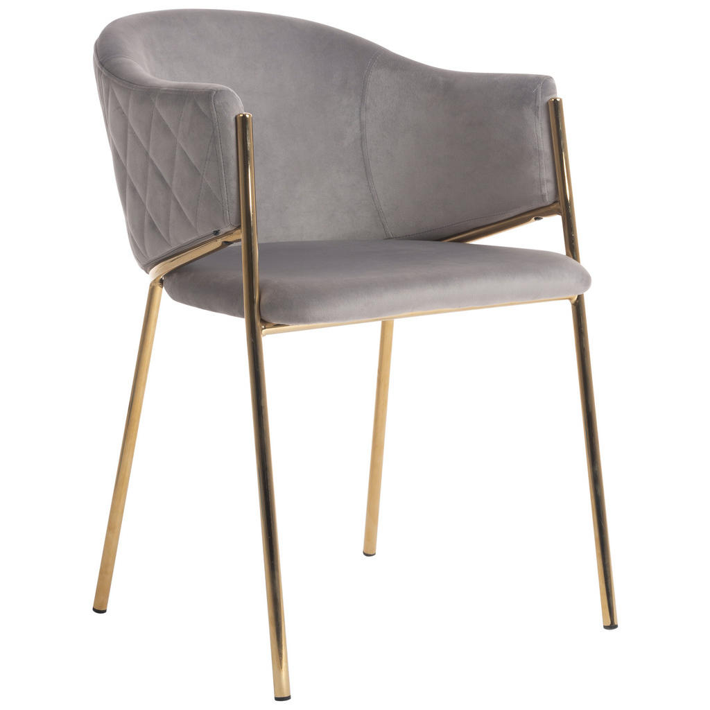 Ambia Home STOLIČKA S PODRÚČKAMI, zamat, sivá, zlatá.