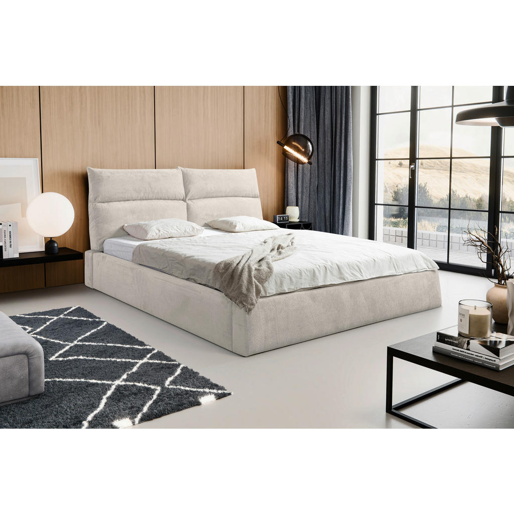 MID.YOU ČALÚNENÁ POSTEĽ, 180/200 cm, prírodná farba.