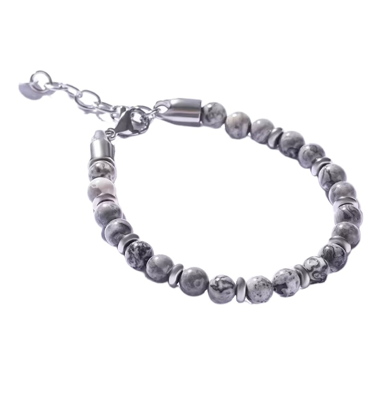 Marc Malone Pánsky korálkový náramok so šedým jaspisom MCGB5007.