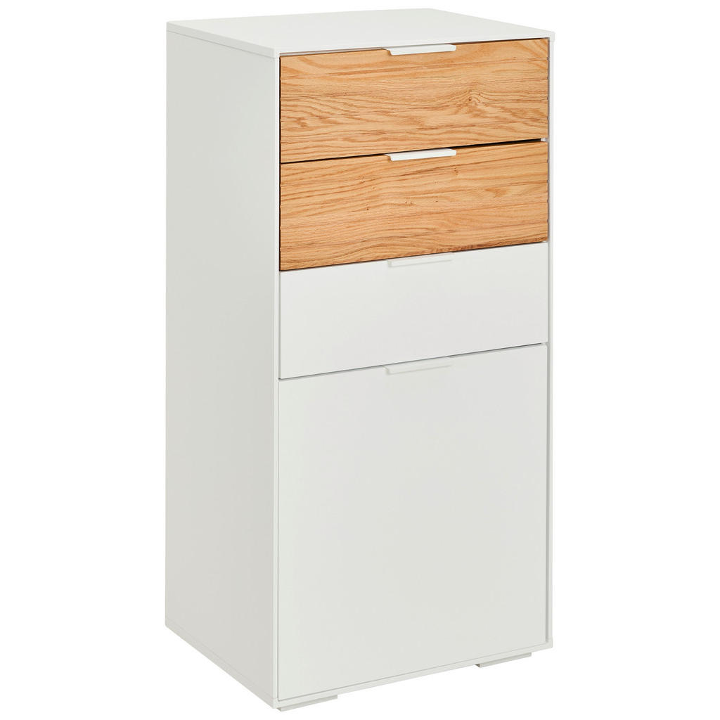 MID.YOU VYSOKÁ KOMODA, dub, biela, farba duba, 52/104/40 cm.