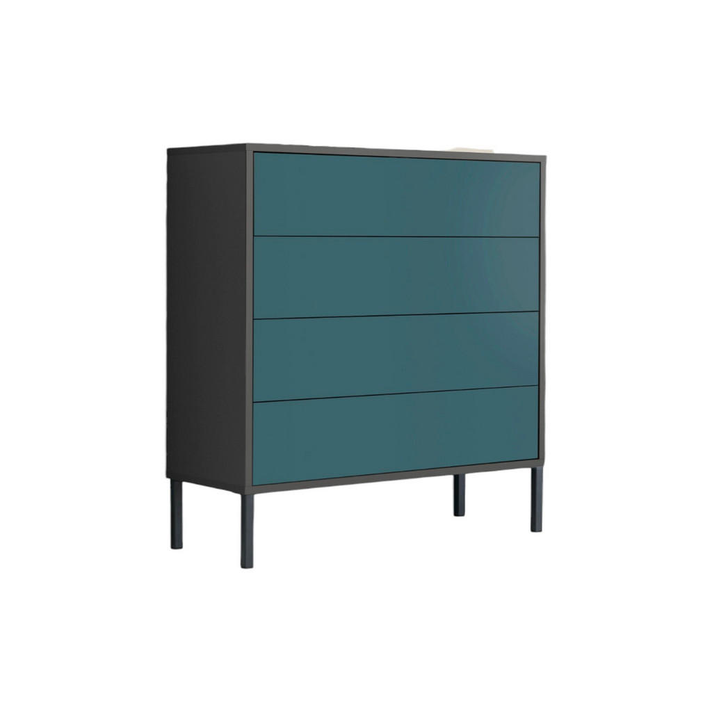 MID.YOU KOMODA, antracitová, petrolejová, 79/86/33 cm.