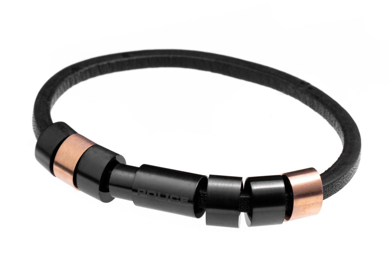 Police Moderný náramok z čiernej kože PJ22653BLR319.