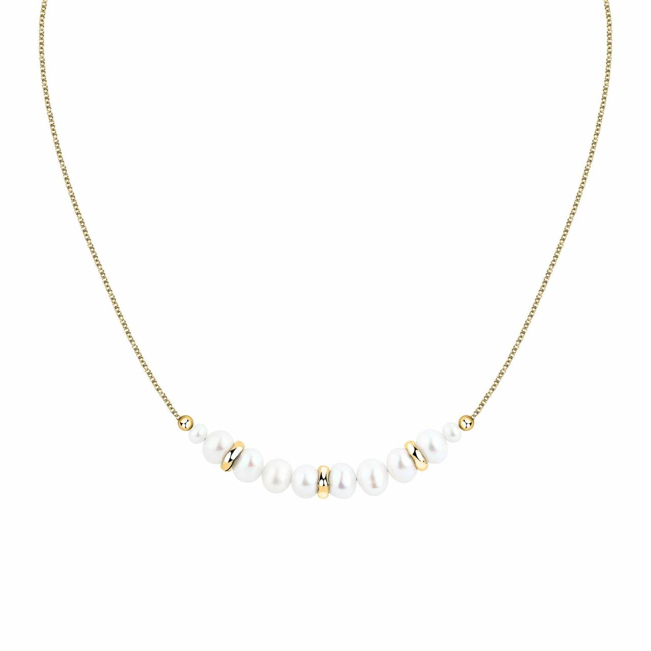 Morellato Krásny pozlátený náhrdelník s riečnymi perlami Perla SXU43.