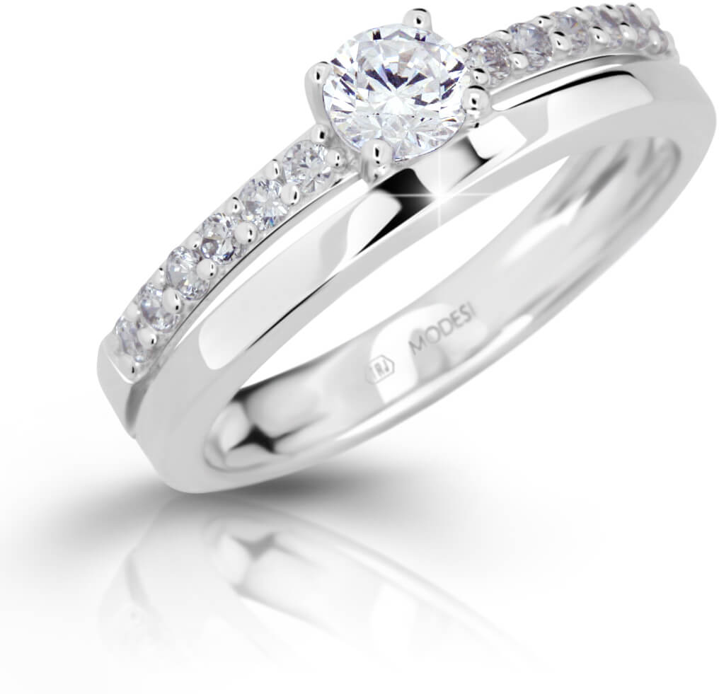 Modesi Slušivý prsteň so zirkónmi M11102 57 mm.