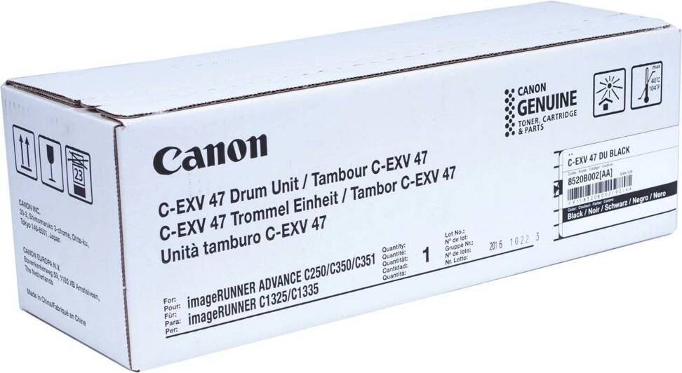 Canon originálny valec CEXV 47, black, 8520B002, 39000 str., Canon imageRUNNER C250i, C350iF, C351iF.
Originálna valcová jednotka = záruka priamo od výrobcu tlačiarne
100 % použitie v tlačiarni - bezproblémové fungovanie s vašou tlačiarňou
Použitím originálneho valca predlžujete životnosť tlačiarne
Osvedčená špičková kvalita - originálna tlačová (valcová) kazeta poskytuje mimoriadne výsledky
Trvalé a profesionálne výsledky tlače - dlhodobá udržateľnosť tlače
Produktivita tlače - rovnaká tlač po celú životnosť valca
Maximálna jednoduchá obsluha sa rovná efektívnej tlači
Garancia Vašej spokojnosti s použitím našej originálnej valcovej jednotky
Zabezpečujeme bezplatnú recykláciu originálnych náplní

Kód výrobcu: 8520B002