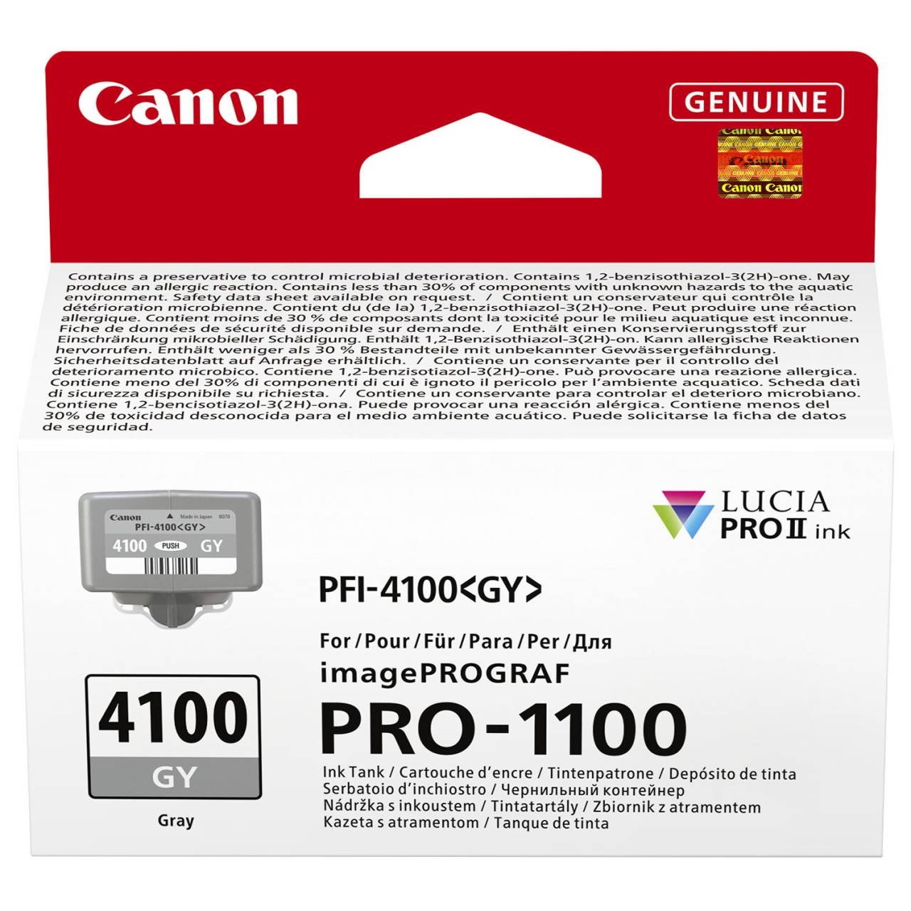 Canon PFI-4100 6783C001 sivá (grey) originálna cartridge.
Originálna cartridge = záruka priamo od výrobcu tlačiarne
100 % použitie v tlačiarni - spoľahlivá a bezproblémová tlač
Použitím originálnej náplne predlžujete životnosť tlačiarne
Overená špičková kvalita - jasný a čitateľný text, jemná grafika, kvalitnejšie obrázky
Použitie originálnej kazety ponúka rýchly a vysoký výkon a pritom stabilné výsledky = EFEKTÍVNA TLAČ
Jednoduchá inštalácia a údržba
Zabezpečujeme bezplatnú recykláciu originálnych náplní
Garancia Vašej spokojnosti s použitím našej originálnej náplne

Kód výrobcu: 6783C001