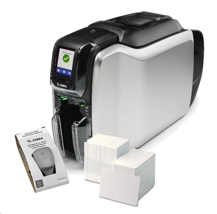 Zebra ZC300 ZC32-000CQ00EM00, 12 dots/mm (300 dpi), USB, Ethernet, display, CardStudio, card printer.