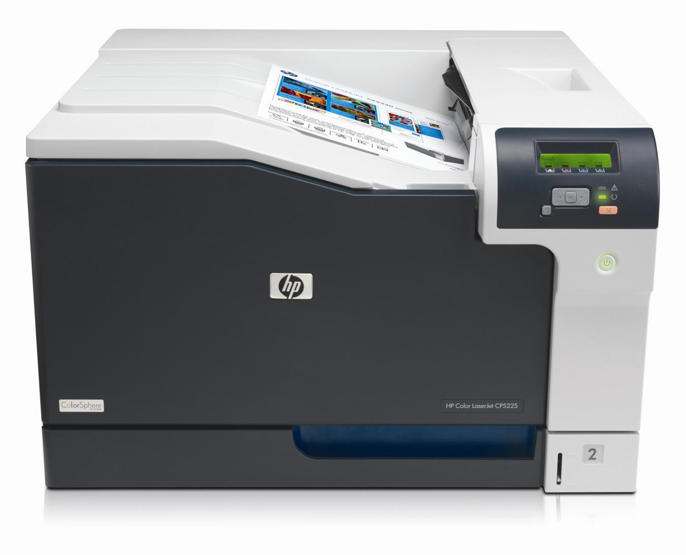 HP Color LaserJet Pro CP5225n CE711A#B19 laserová tlačiareň.

Zvládnite všetku svoju podnikovú tlač s touto cenovo dostupnou a všestrannou farebnou tlačiarňou vo formáte A3.
Tlačte bežné pracovné dokumenty aj širokoformátové projekty a ušetrite náklady na vlastnú tlač farebných marketingových materiálov.Mimoriadna všestrannosť: tlač na rôzne veľkosti papiera od pohľadníc po plagáty a na rôzne druhy typov papiera vrátane bežného, prémiového, lesklého či papiera až do hmotnosti 220 g/m2.

kľúčové vlastnosti
-Rýchlosť tlače až 20 str./min čiernobielo alebo farebne
-Vstavané sieťové rozhranie Fast Ethernet 10/100 Base-T.
-Technológia ImageREt 3600
-Efektívne rozlíšenie 600 x 600 dpi
-Pamäť 192 MB rozšíriteľná na 448 MB
-Prostredníctvom jedného otvoreného slotu DDR2 DIMM
-Procesor 540 MHz
-Štandardná vstupná kapacita 350 listov s jedným
-Viacúčelovým zásobníkom 1 na 100 listov
-Vstupným zásobníkom 2 na 250

Formát tlačiarne:  A3
Rozlíšenie[DPI]: 

Čierna: Až 600 x 600 dpi
Farba: Až 600 x 600 dpi

Rýchlosť čiernej tlače [str/min]:  A4 Čierna: Až 20 str./min
Rýchlosť farebnej tlače [str/min]:  Farebne: Až 20 str./min

Tlač prvej strany [sec]:  Prvá strana Čierna: < 16 s (zo stavu 