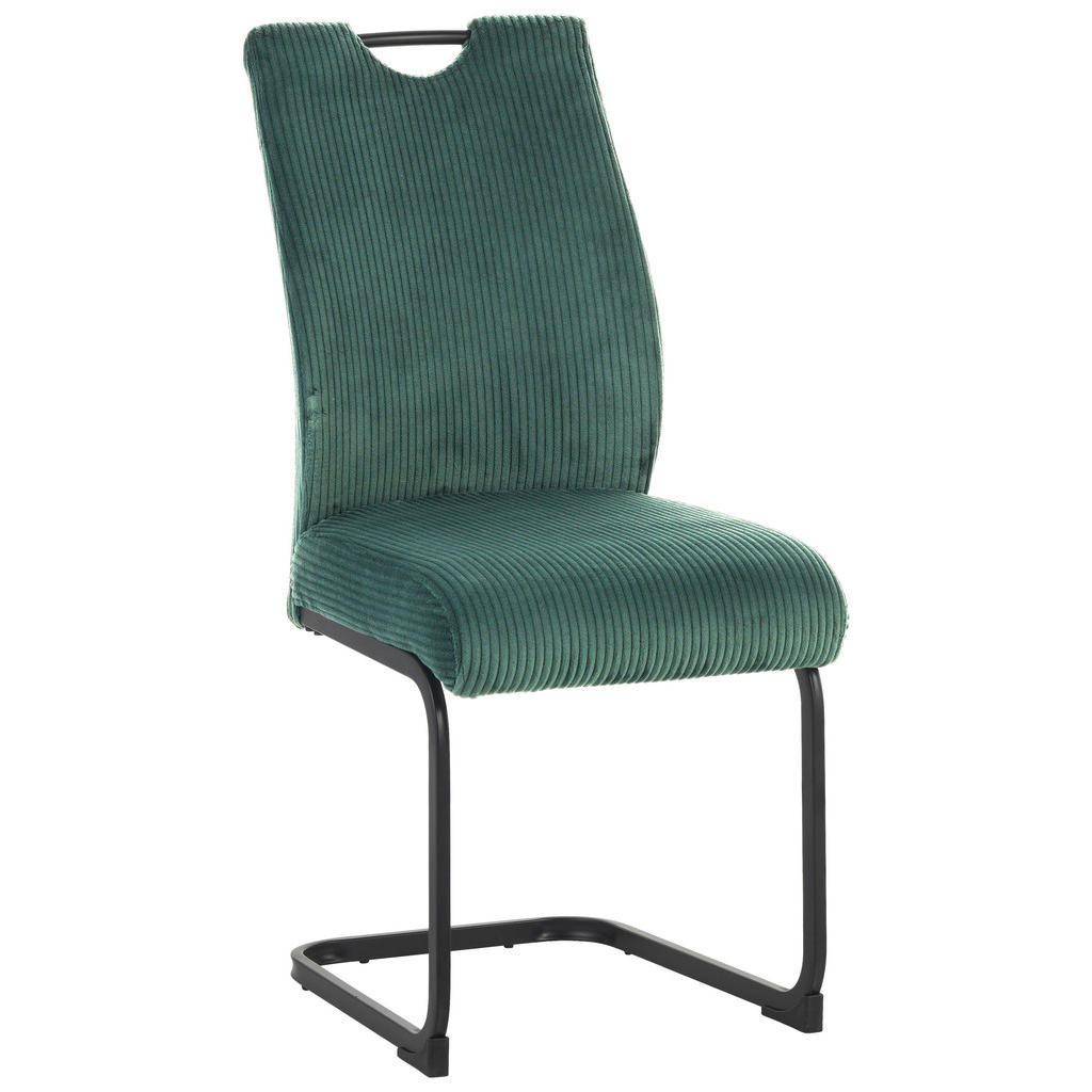 home24 STOLIČKA S PRUŽNÝM PODNOŽÍM, kord, zelená.