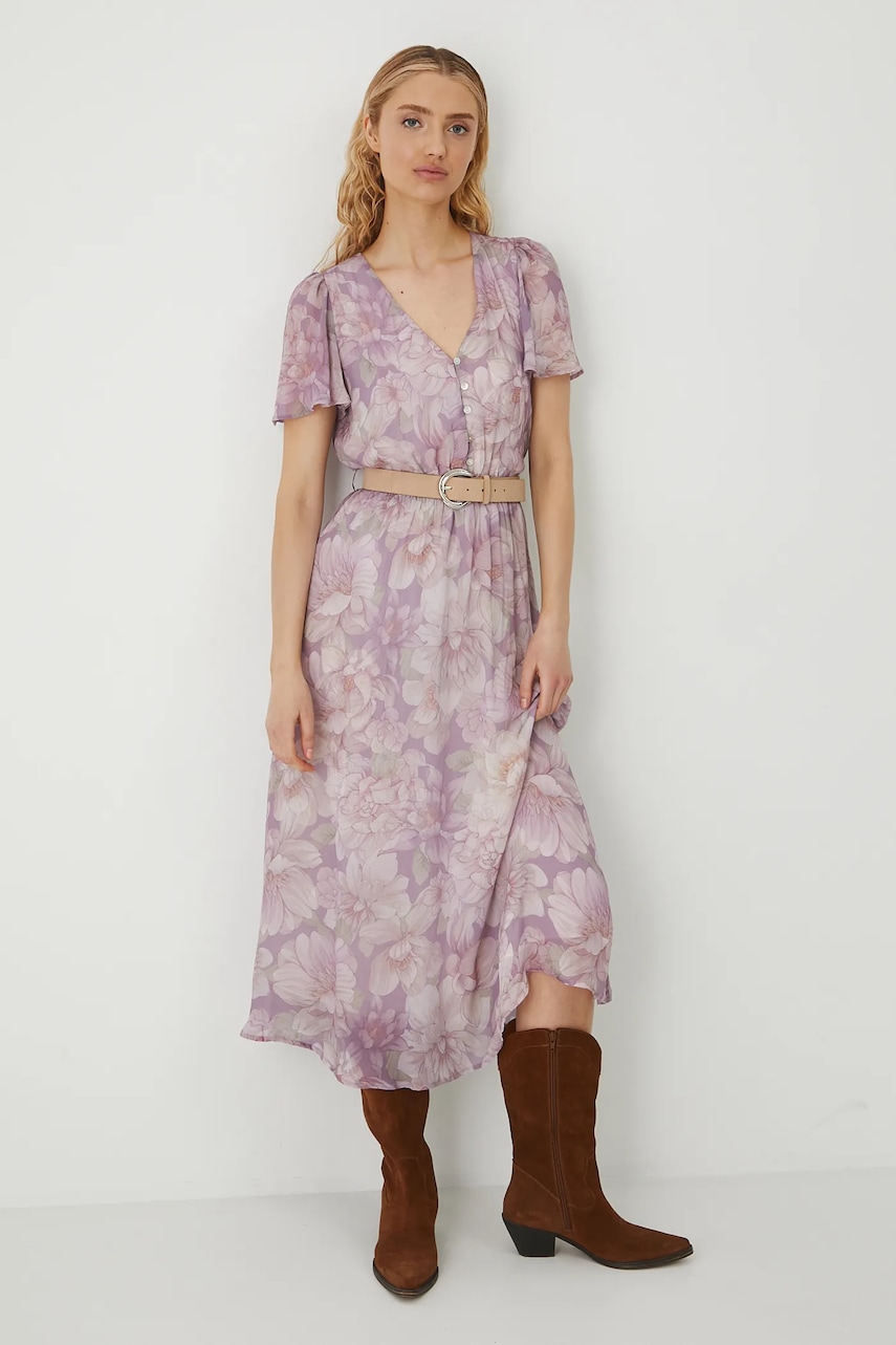 Šaty Medicine ružová farba, maxi, áčkový strih.