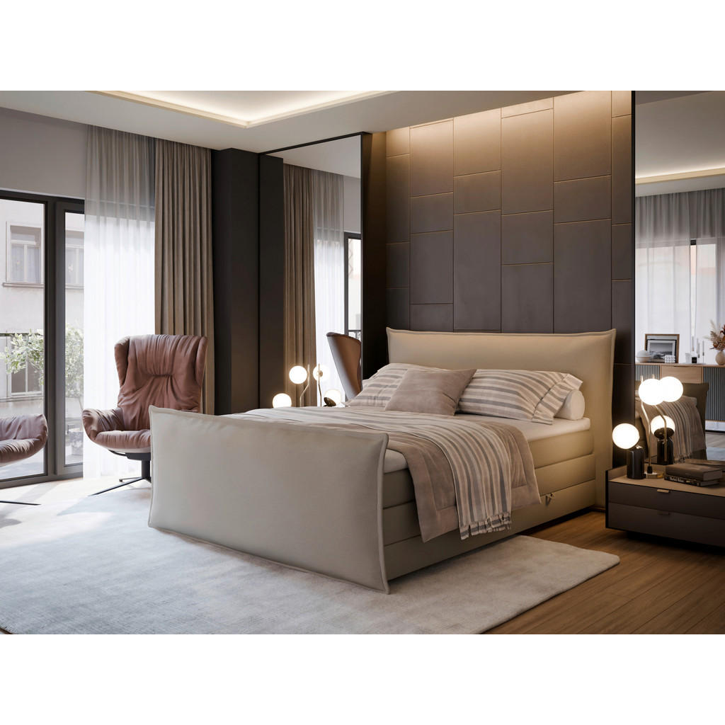 MID.YOU BOXSPRINGOVÁ POSTEĽ, 160/200 cm, krémová.