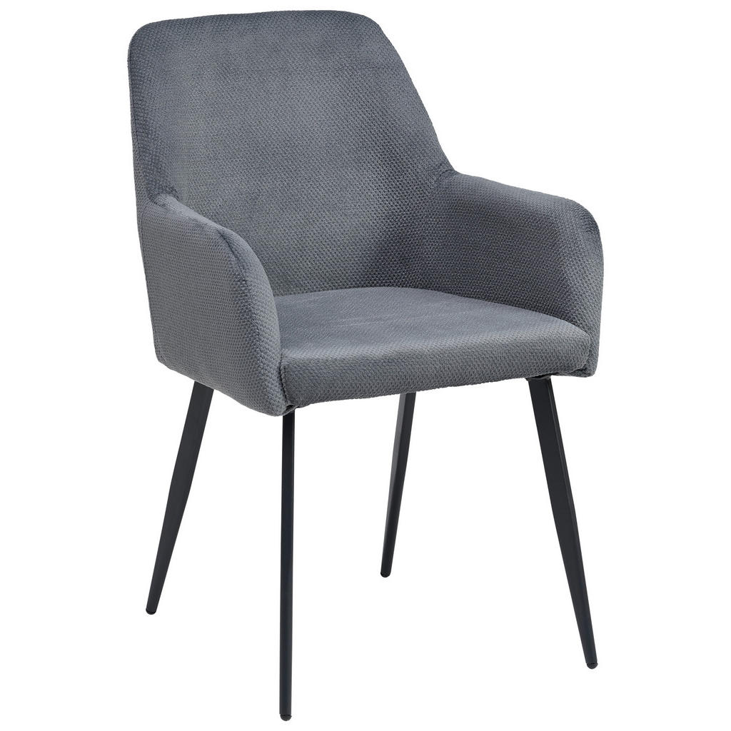 MID.YOU STOLIČKA S PODRÚČKAMI, železo, tkaná textília, sivá, čierna.