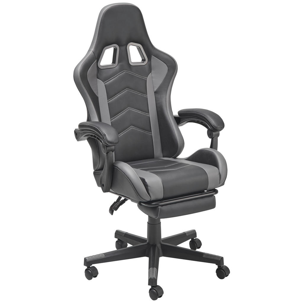 MID.YOU HERNÁ STOLIČKA, vzhľad kože, sivá, čierna.