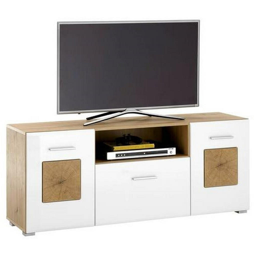 MID.YOU NÍZKA KOMODA, dub artisan, biela s vysokým leskom, 140/58/38 cm.