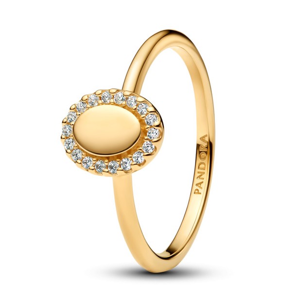 Pandora Elegantný pozlátený prsteň Ovál s aureolou Shine 163800C01 58 mm.