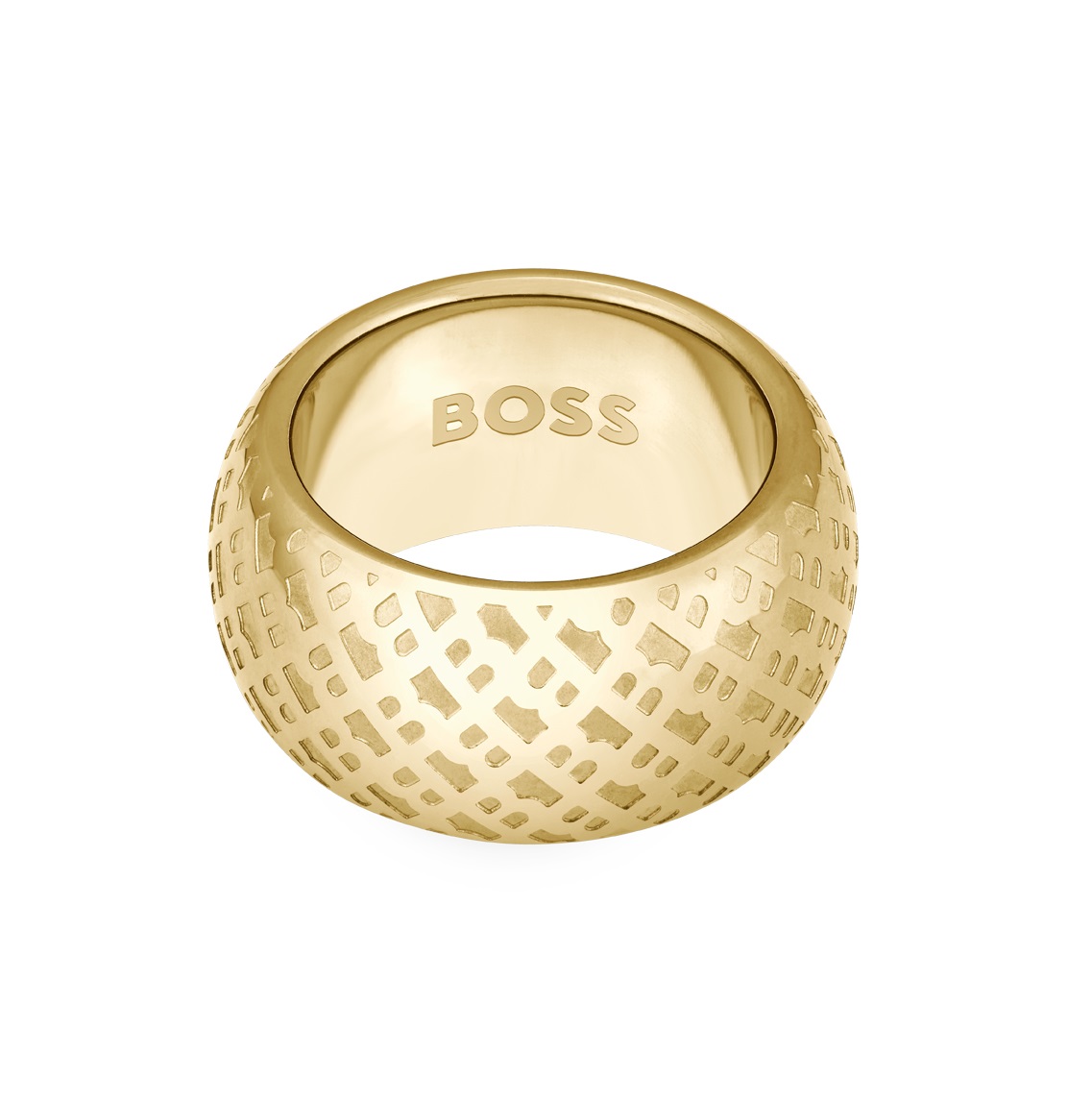 Hugo Boss Výrazný pozlátený prsteň pre ženy 1580589 52 mm.