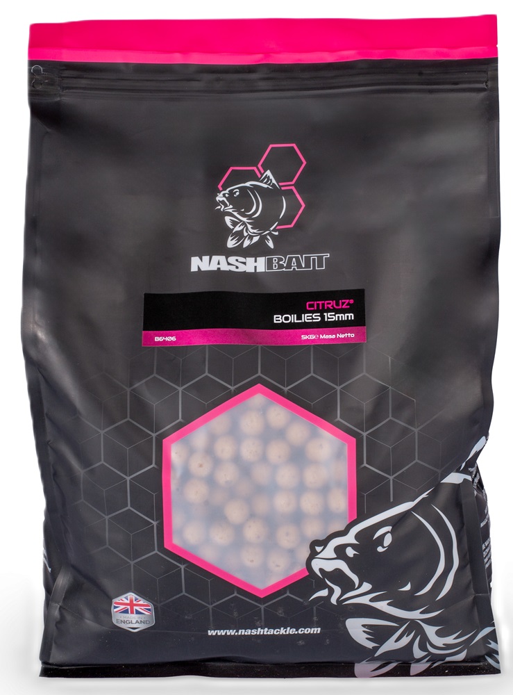 Nash boilies citruz - 5 kg 12 mm.
 Pôvodný Citruz bol vyvinutý z vysoko atraktívnej zmesi príchutí a atraktorov ako nástraha do studenej vody a na malé množstvo kŕmenia, popr.
 Základná zmes 
 Základná kŕmna zmes je prémiová múčka z tigrieho orecha obohatená o kyslý kazeín, kazeinát vápenatý a vtáčie zoby pre lepšiu stráviteľnosť.