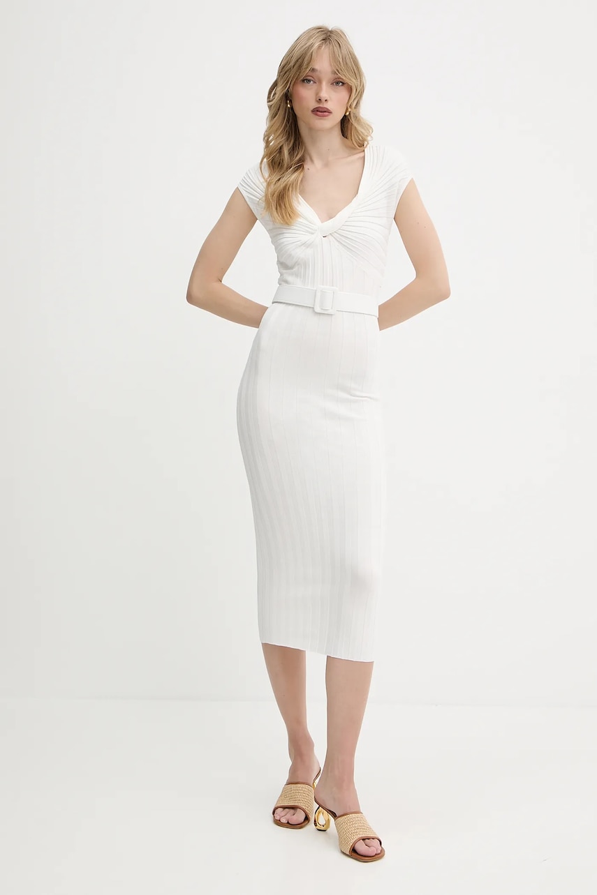 Šaty Liu Jo béžová farba, midi, priliehavé, WA5365.MS55N.