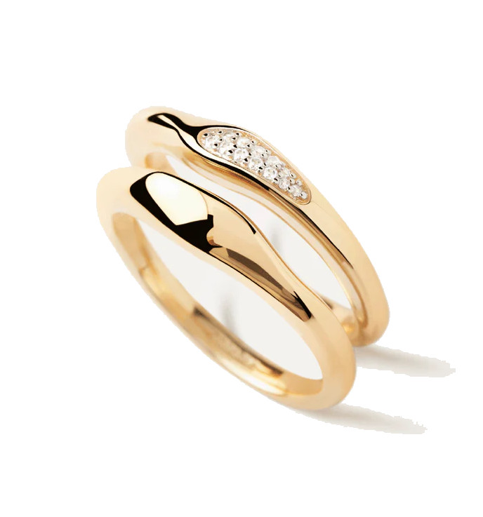 PDPAOLA Sada pozlátených prsteňov Onda Essentials AN01-C21 52 mm.