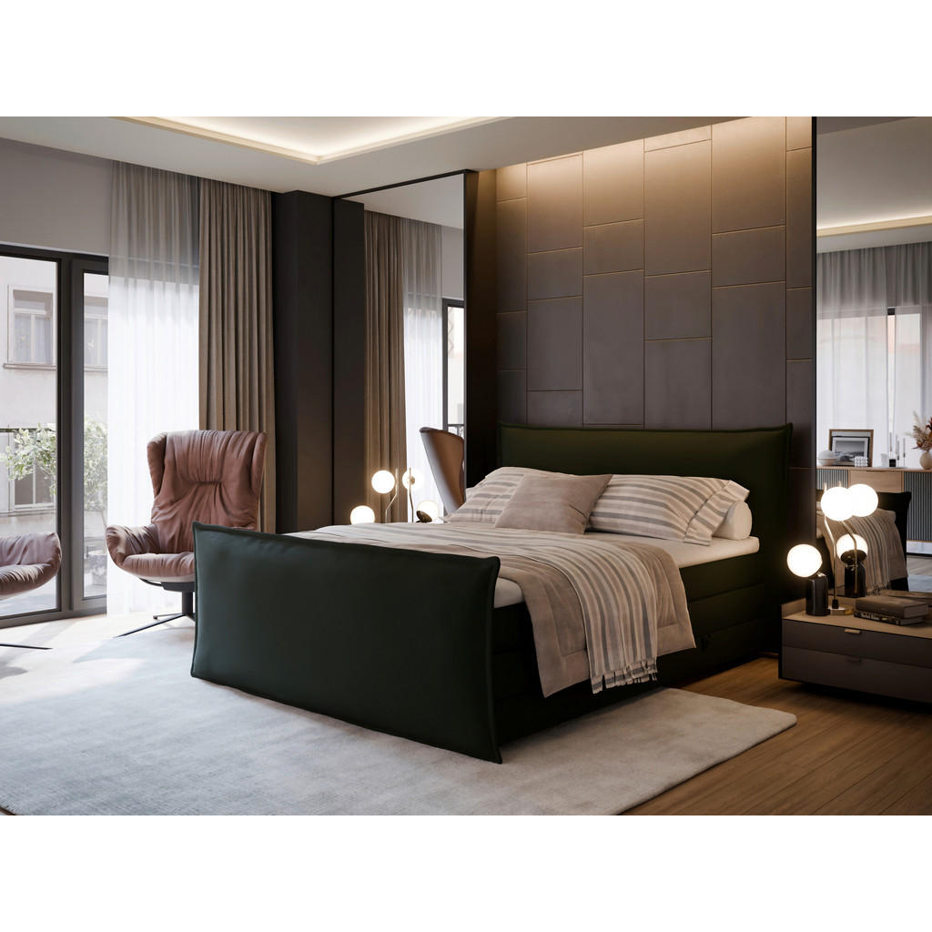 MID.YOU BOXSPRINGOVÁ POSTEĽ, 180/200 cm, zelená.