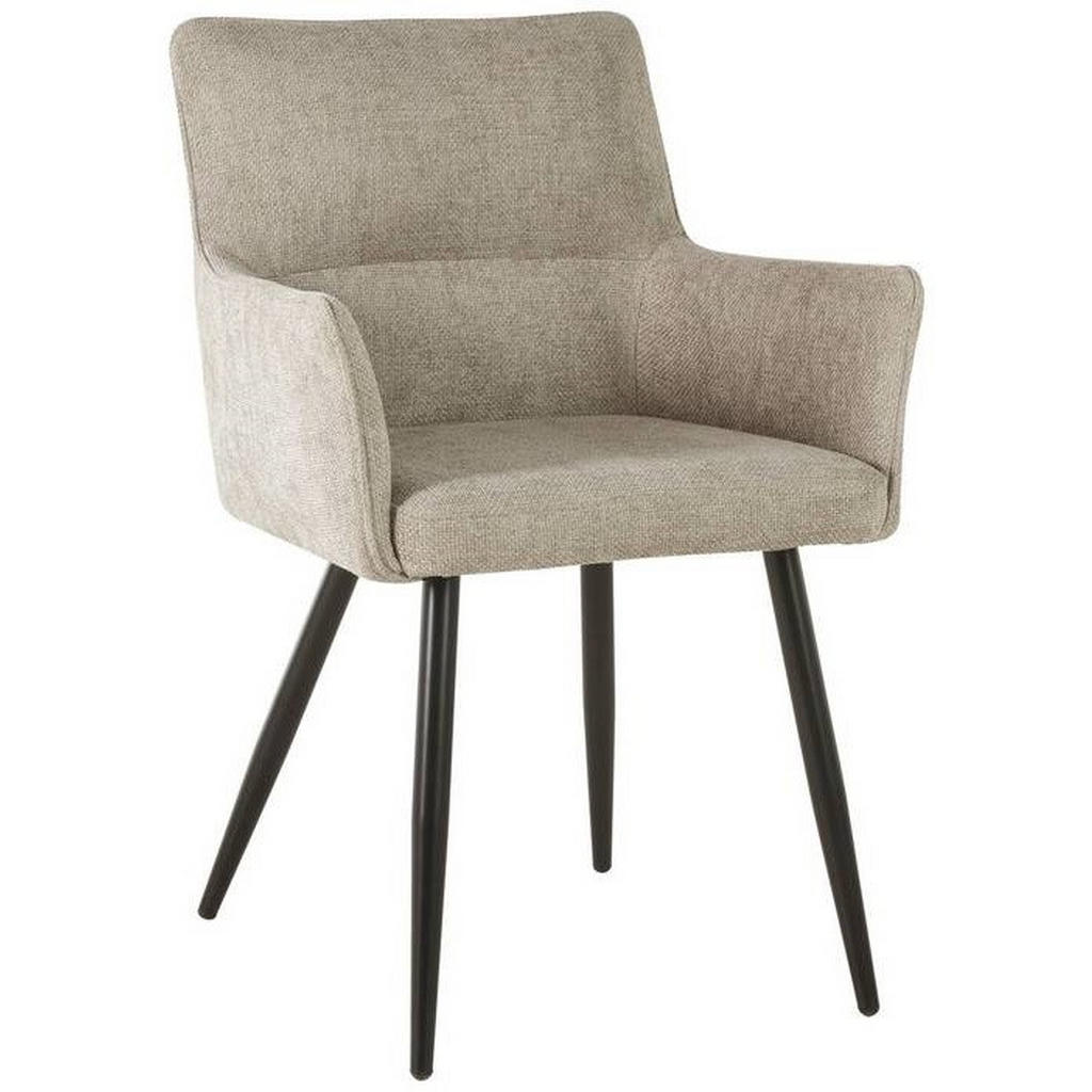 MID.YOU STOLIČKA S PODRÚČKAMI, železo, vzhľad ľanu, svetlohnedá.