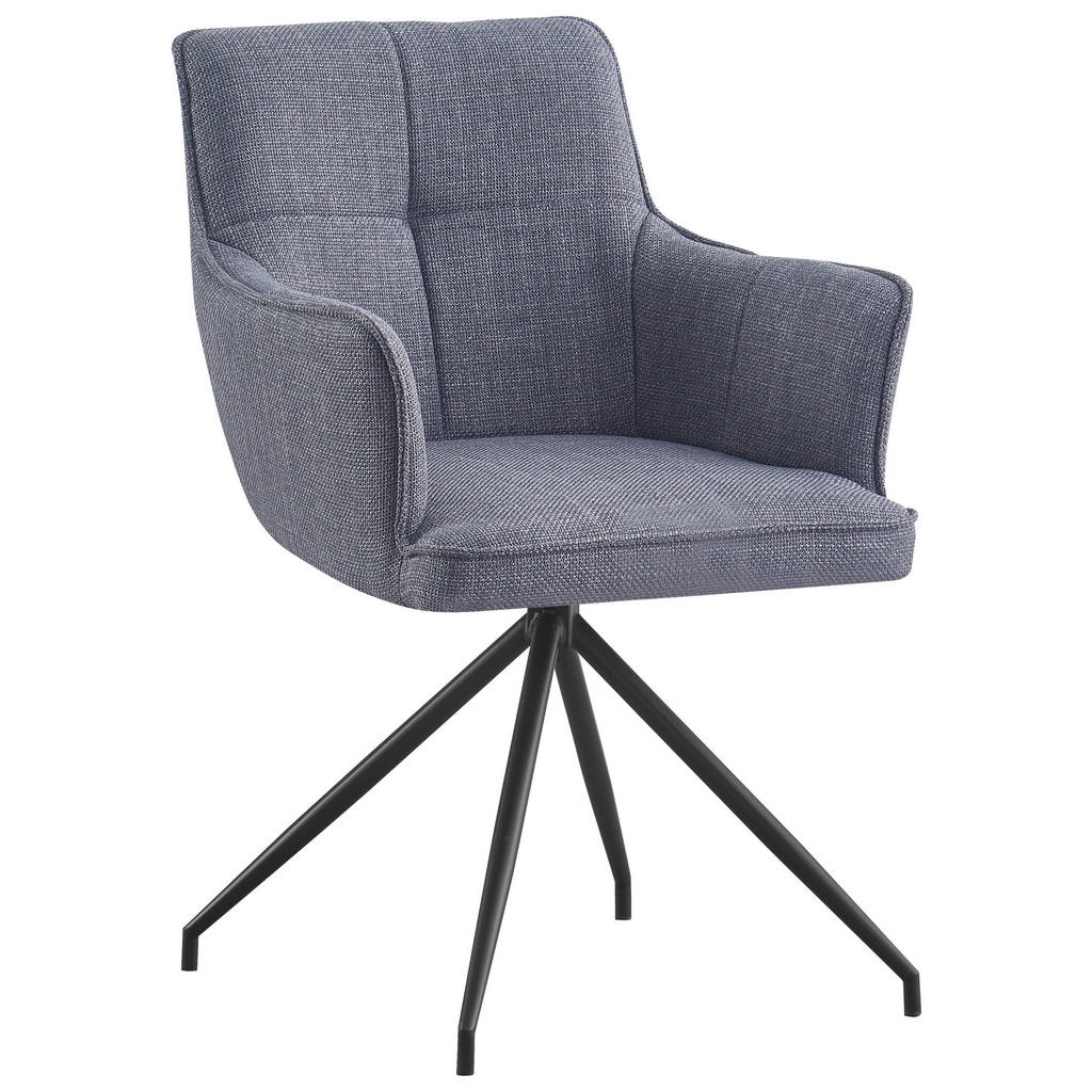 Novel STOLIČKA S PODRÚČKAMI, železo, tkaná textília, sivá, čierna.