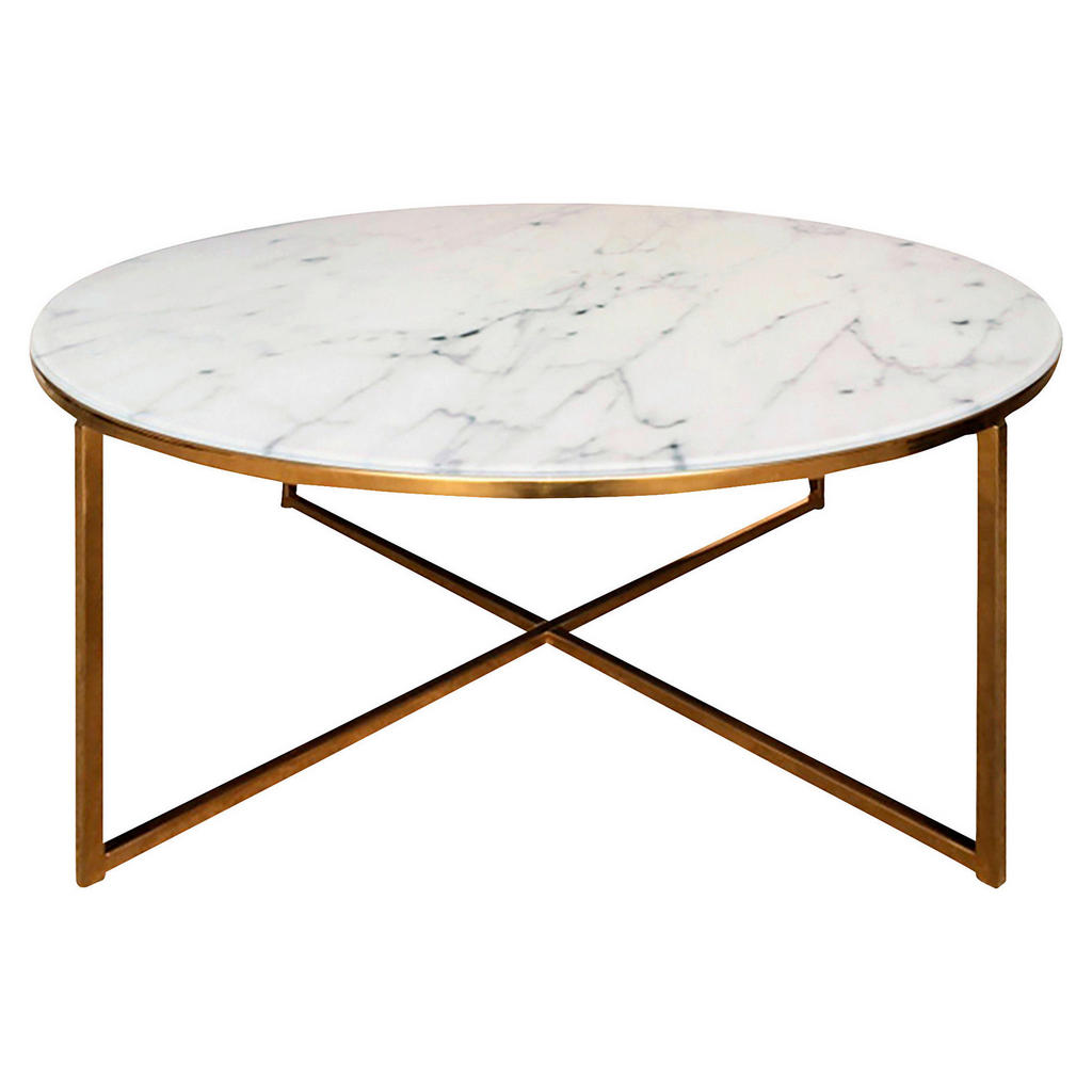 Ambia Home KONFERENČNÝ STOLÍK, sivá, biela, zlatá, kov, sklo, 80/80/45 cm.