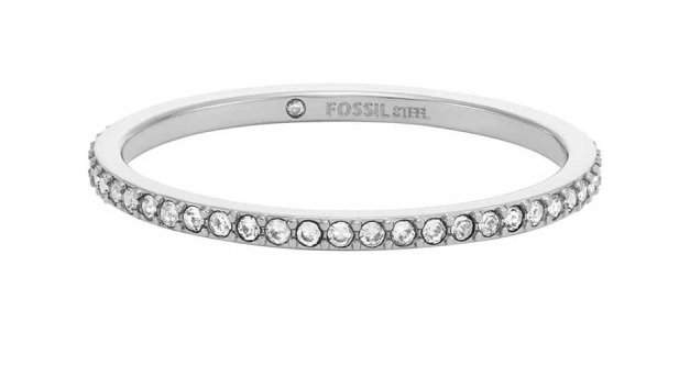 Fossil Trblietavý oceľový prsteň Ellis Pavé JF04687040 52 mm.