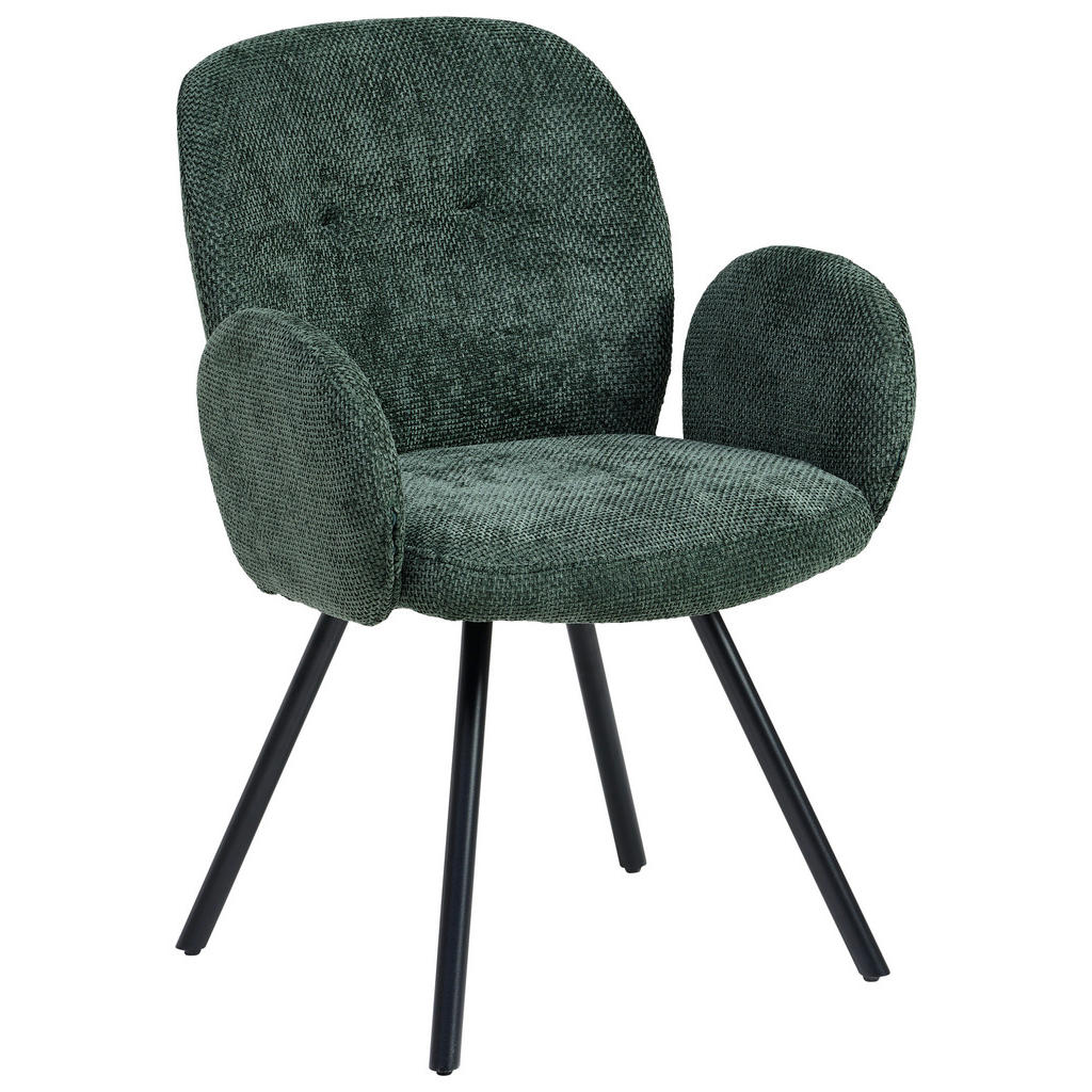 Livetastic STOLIČKA S PODRÚČKAMI, železo, ženilka, čierna, tmavozelená.