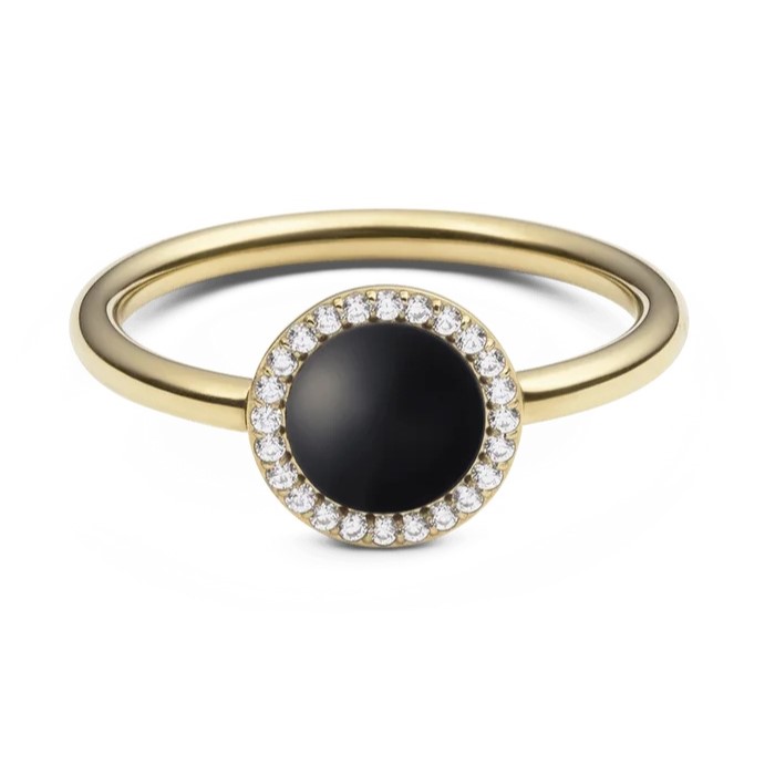 Daniel Wellington Luxusný prsteň s čiernym achátom a kryštálmi Audrey DW0040139 56 mm.